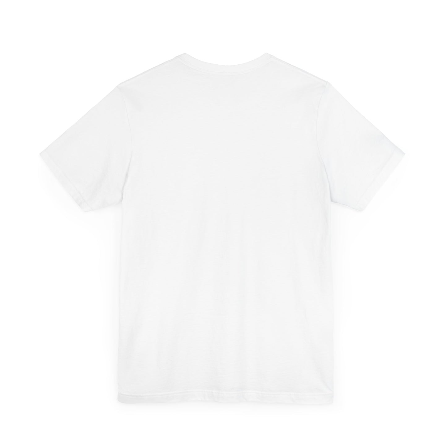 White unisex t-shirt, plain back with crew neckline and short sleeves