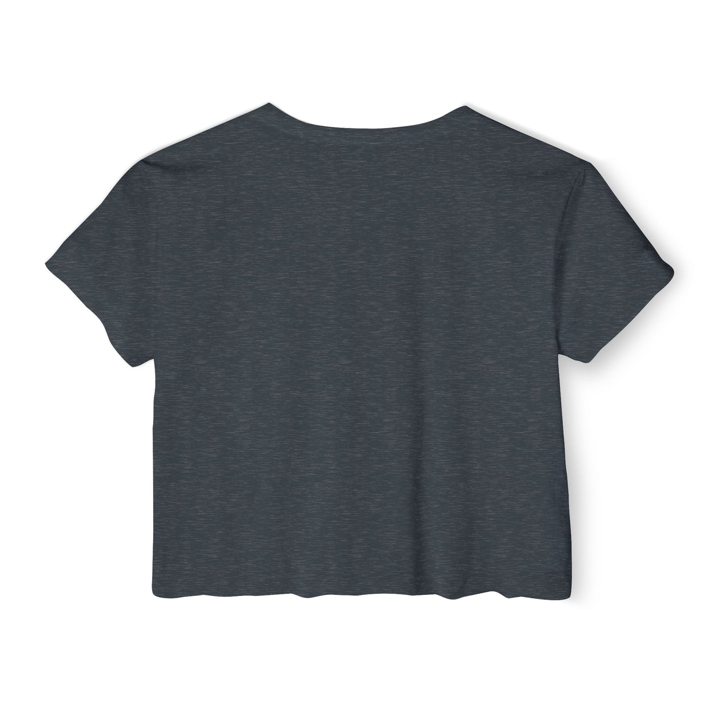 Dark gray blank crop top with crew neck and short sleeves