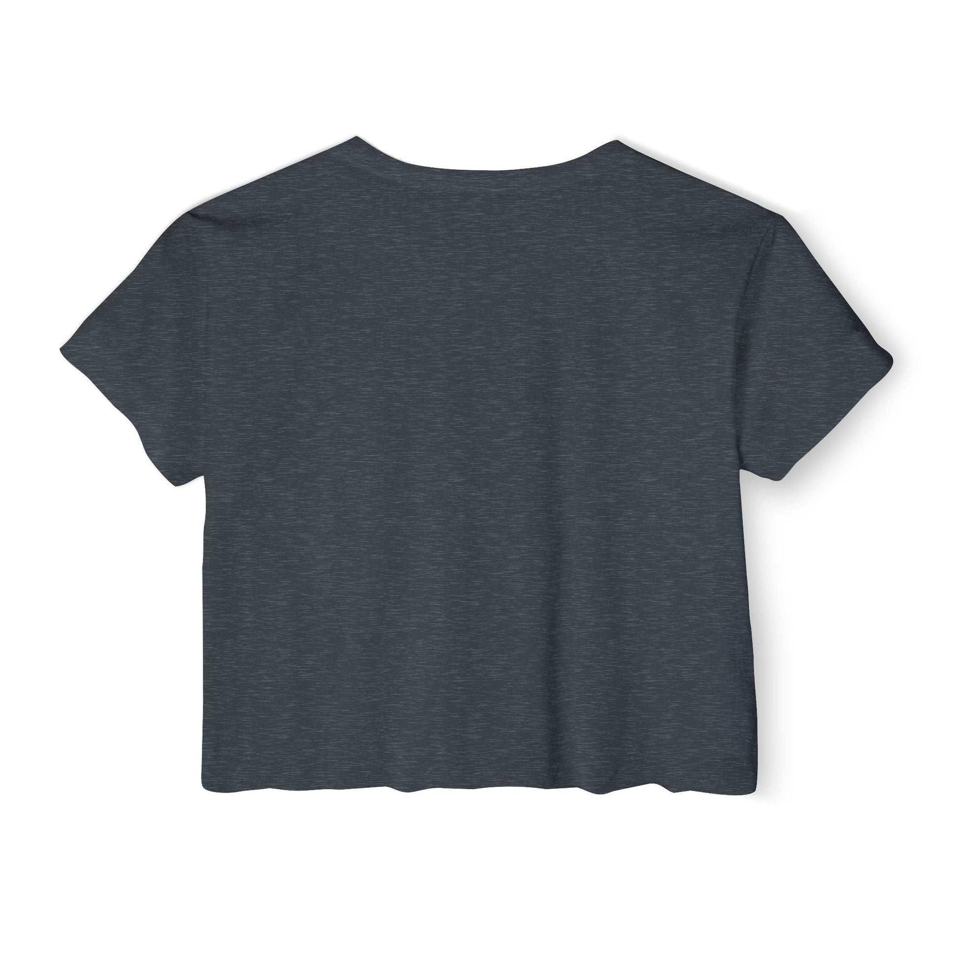 Dark gray blank crop top with crew neck and short sleeves