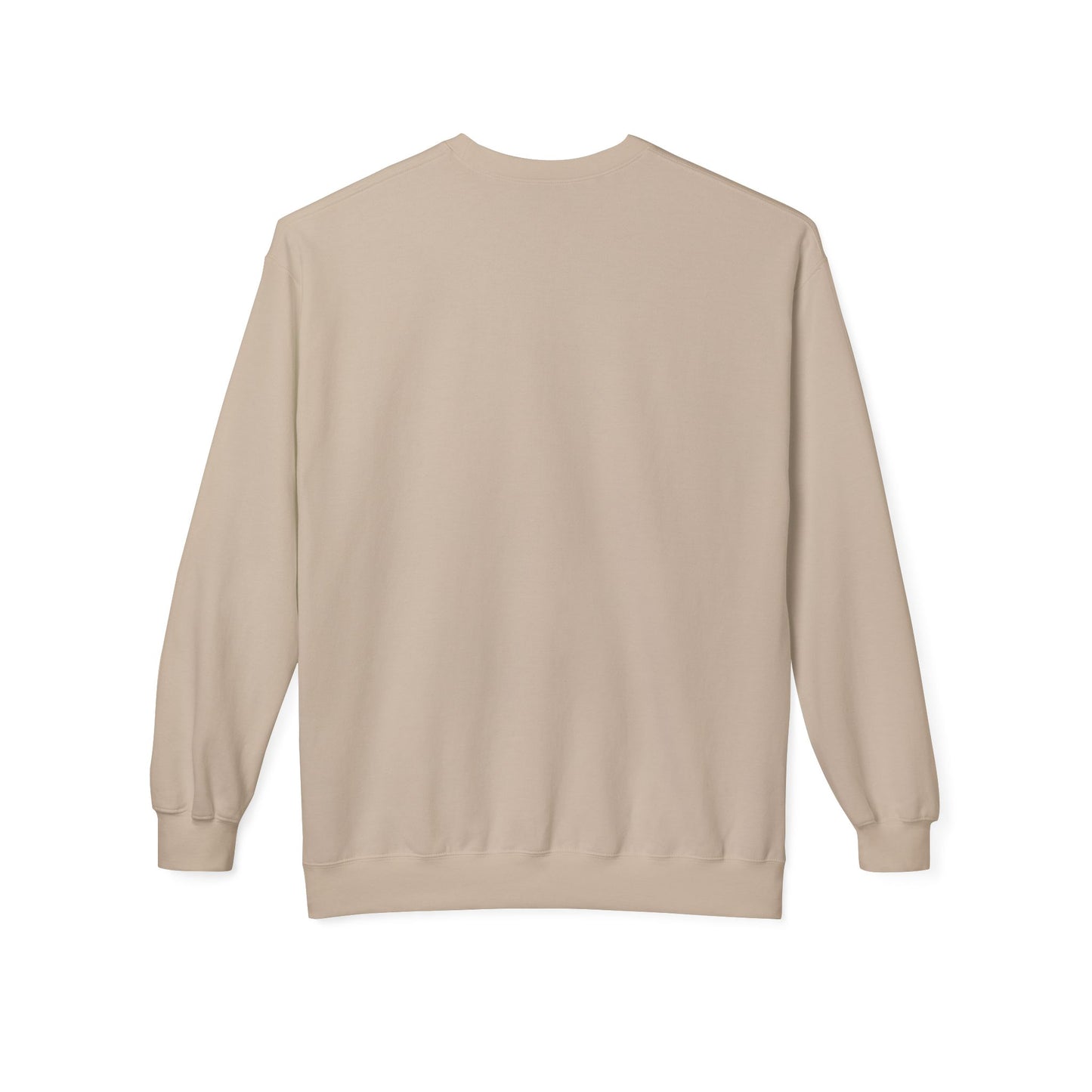 Beige crewneck sweatshirt back view, plain