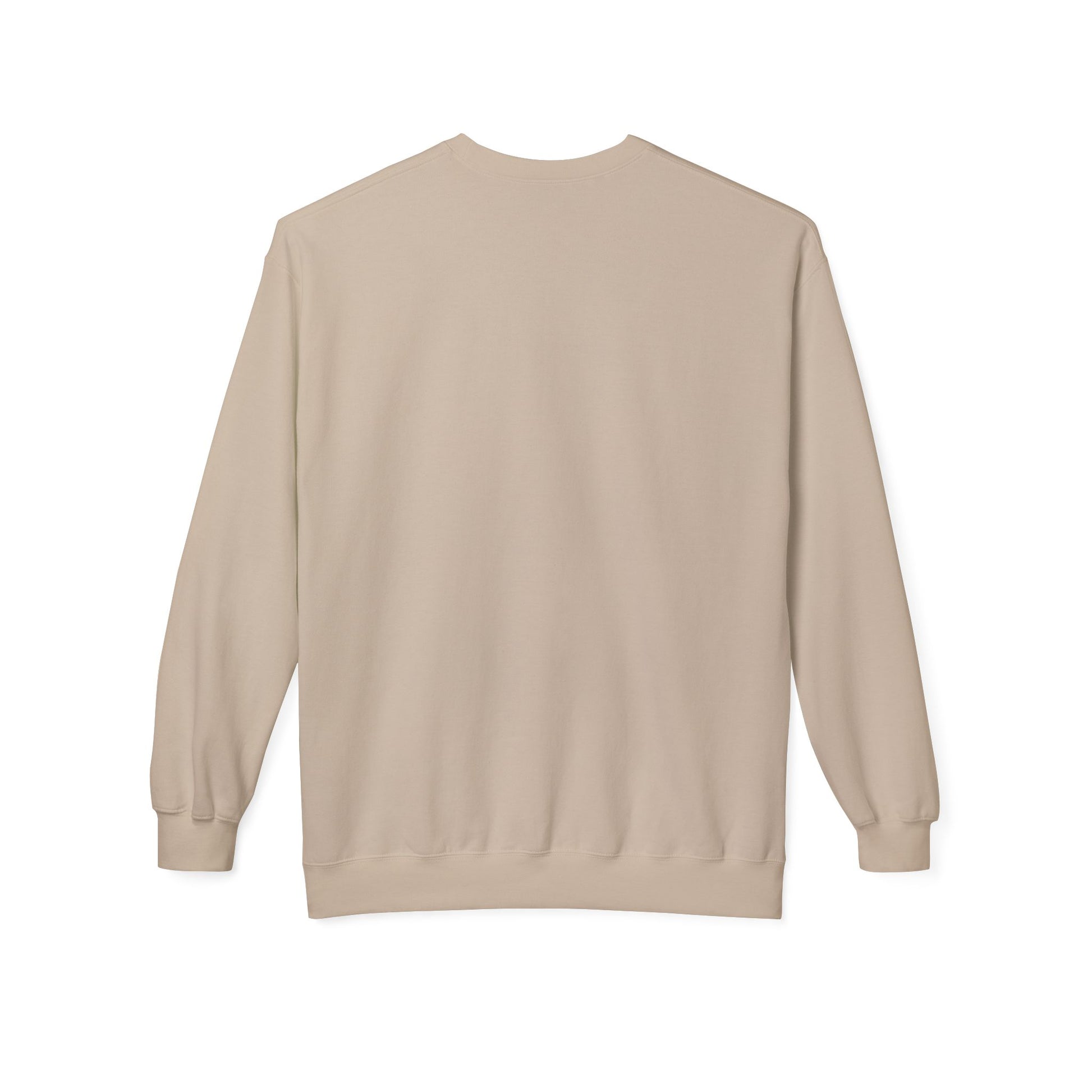 Beige crewneck sweatshirt back view, plain