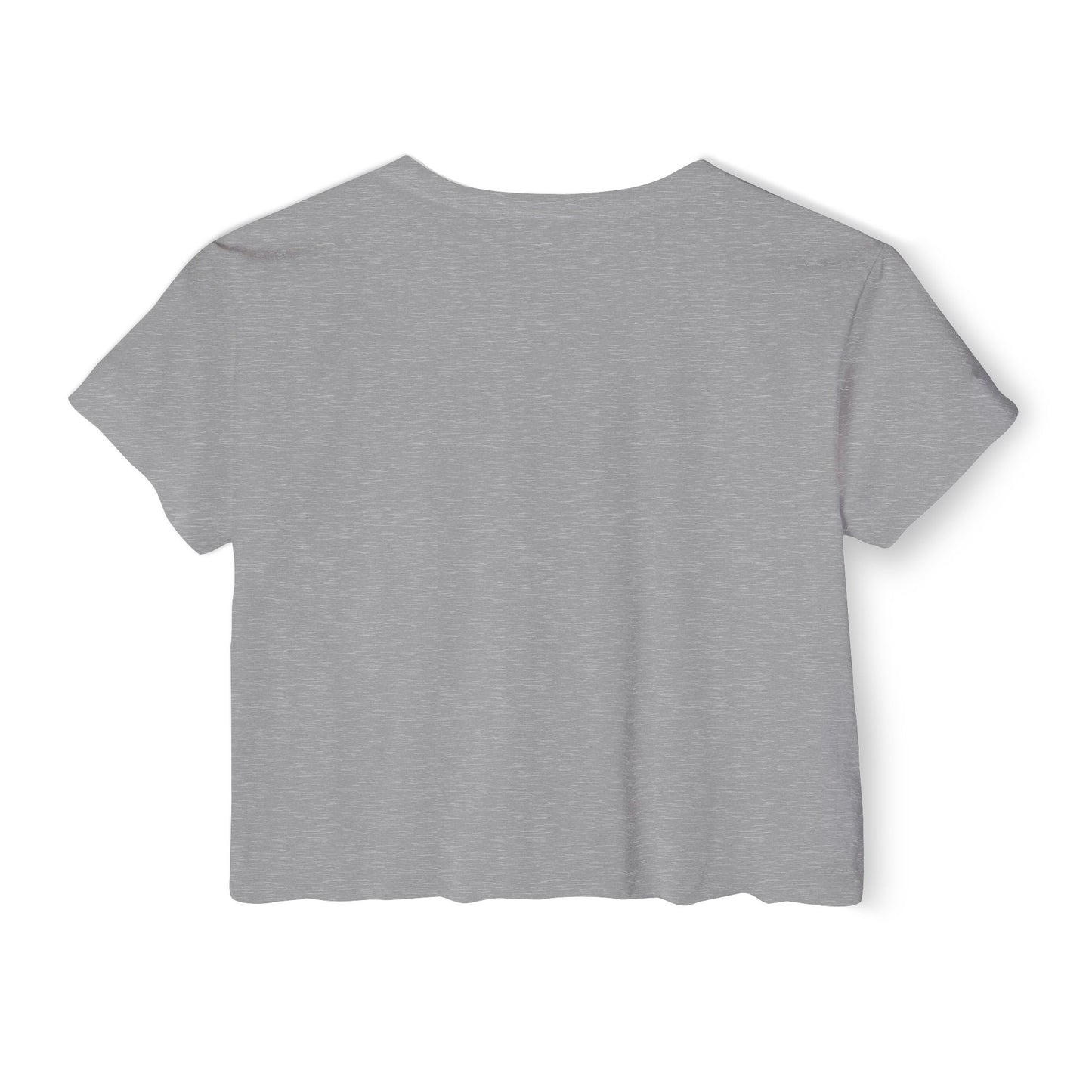 Heather grey blank crop top with crew neck and short sleeves