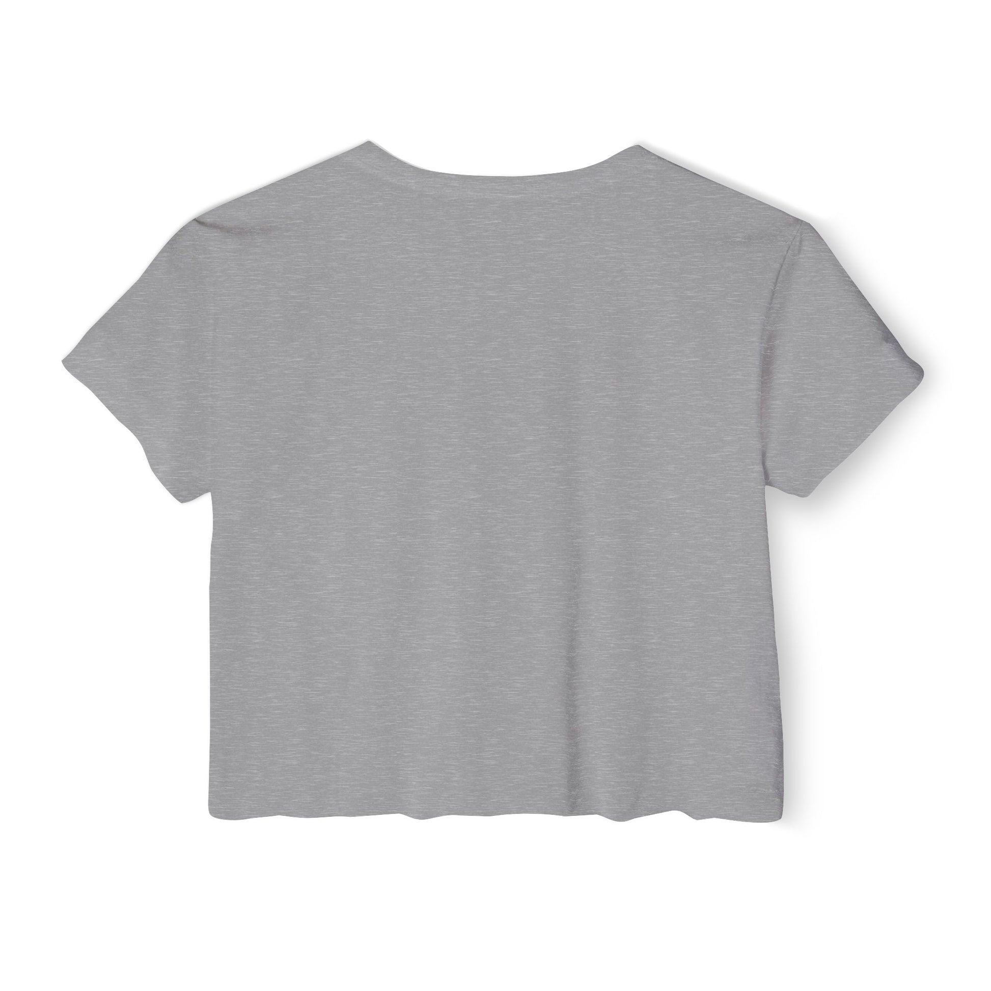 Heather grey blank crop top with crew neck and short sleeves