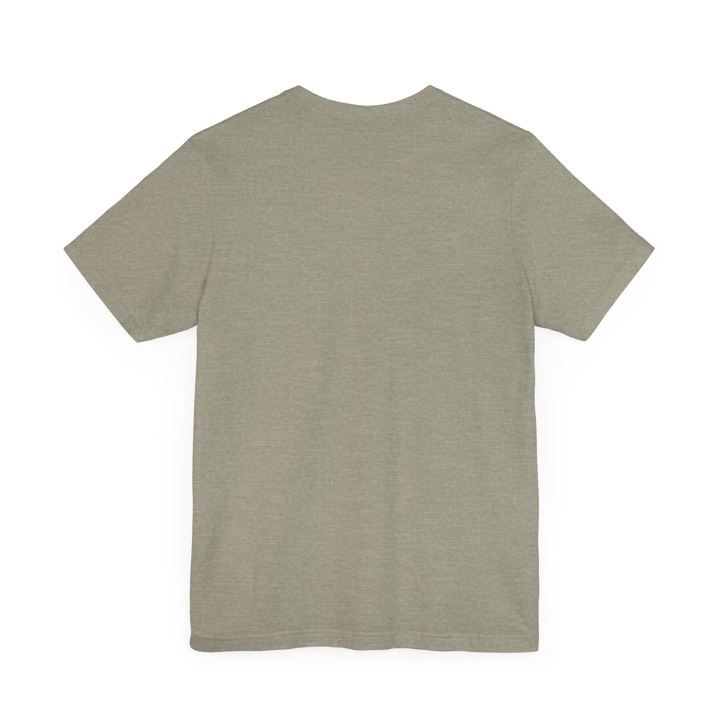 Heather stone crew-neck t-shirt, blank front with no visible graphic