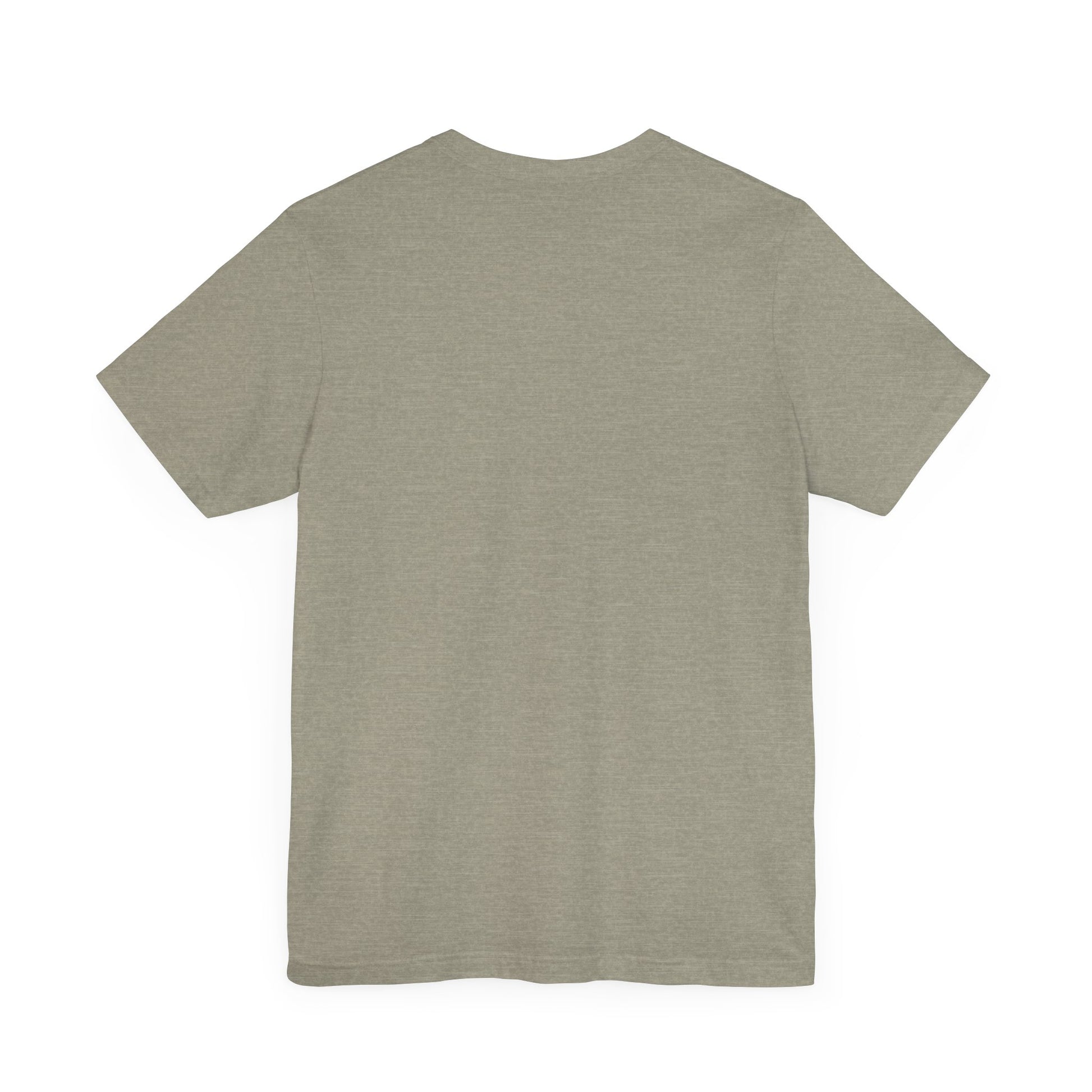 Heather stone crew-neck t-shirt, blank front with no visible graphic
