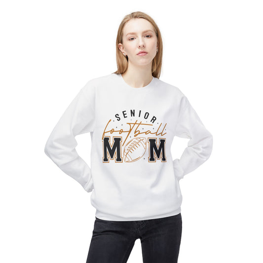 Senior football mom sweatshirt, white crewneck with "MM" football graphic on front