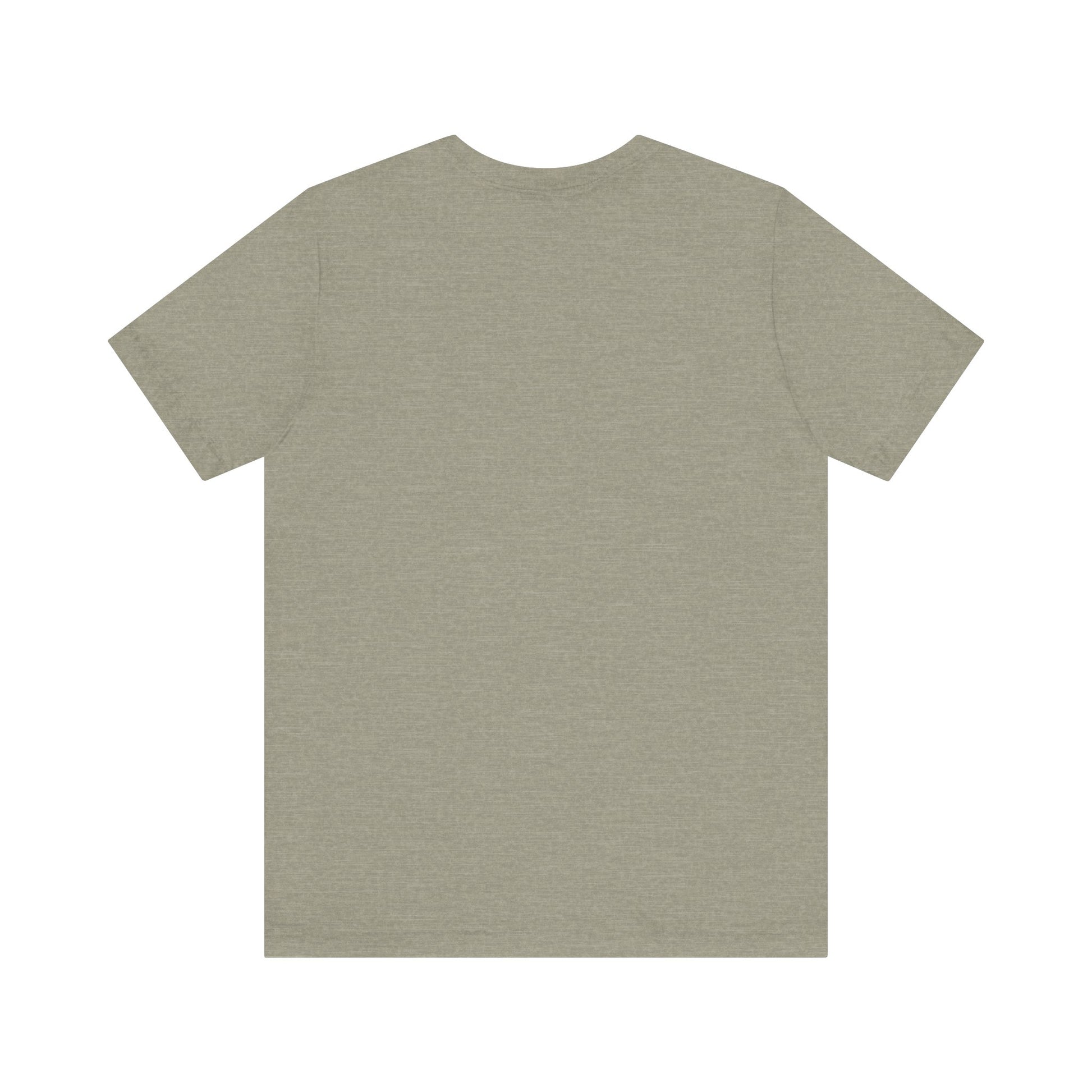 Heather stone crew-neck t-shirt, blank front with no visible graphic