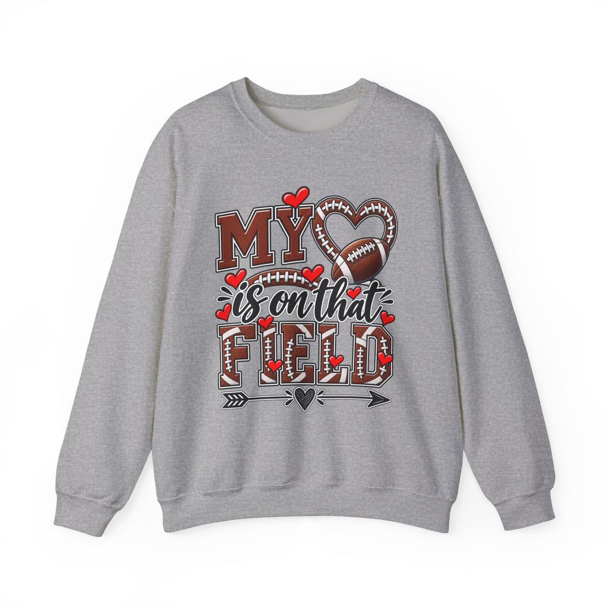 Sport grey crewneck sweatshirt with heart and football 'My' graphic