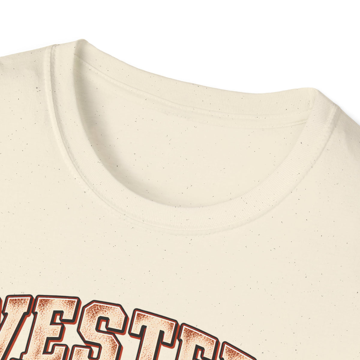 Natural T-shirt with crew neck and ribbed collar, no front graphic visible