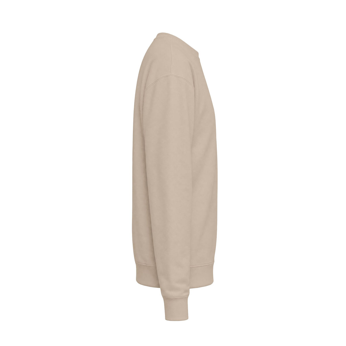 Sand crewneck sweatshirt angled side view