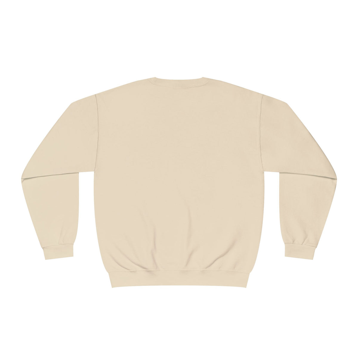 Sandstone crewneck sweatshirt, back view with no visible graphics