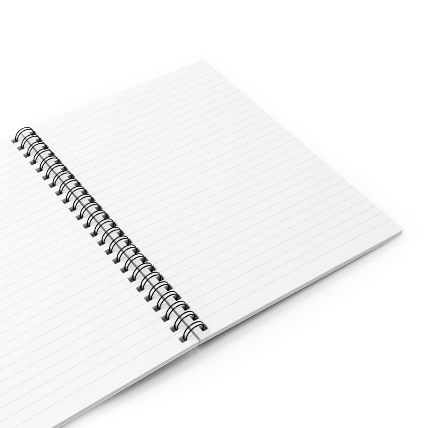 Spiral notebook with ruled pages, white interior